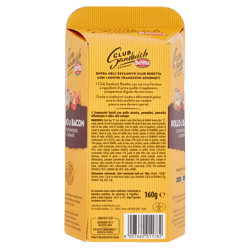 Fratelli Beretta Club Sandwich Gourmet Pollo e Bacon 160 g