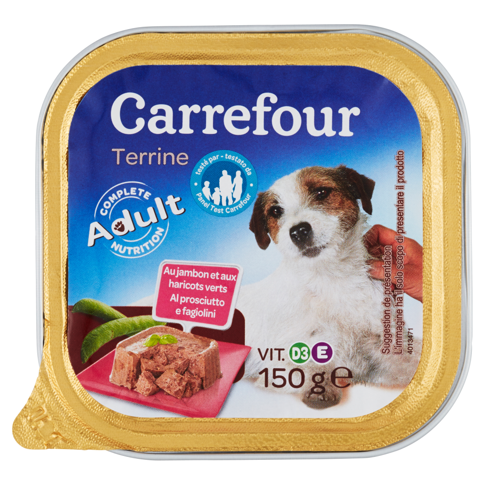 Carrefour Adult Terrine al prosciutto e fagiolini per cani 150 g
