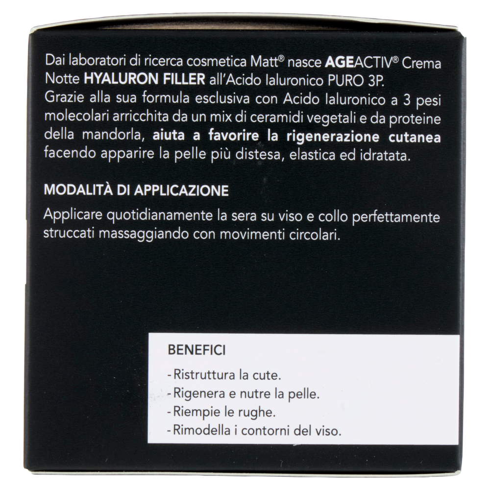 Matt Age Activ Hyaluron Filler Crema Notte Viso e Collo Acido Ialuronico Puro 3P 50 ml