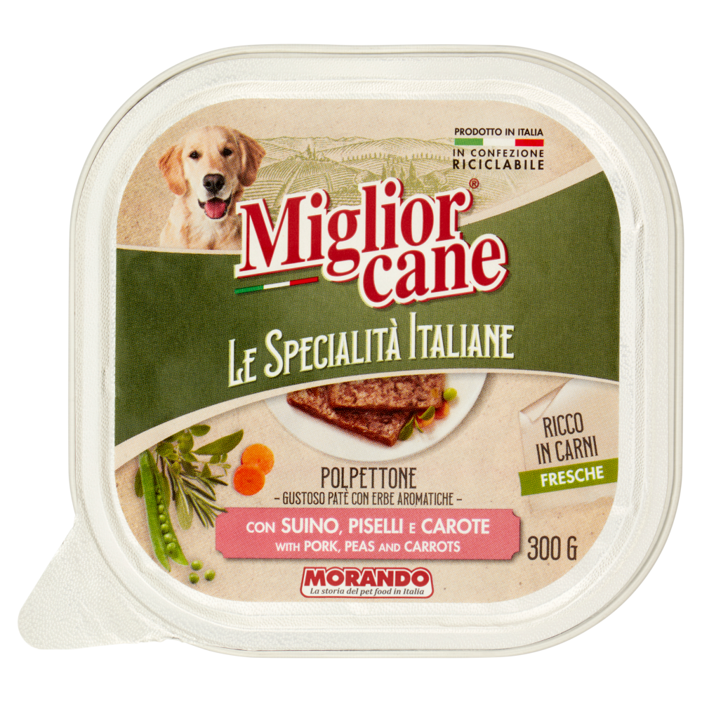 Migliorcane Le Specialità Italiane Polpettone con Suino, Piselli e Carote 300 G
