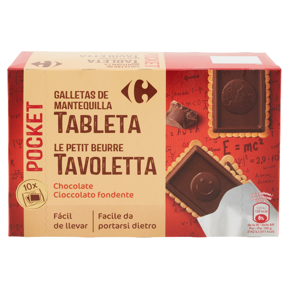 Carrefour Le Petit Beurre Tavoletta Cioccolato fondente 250 g