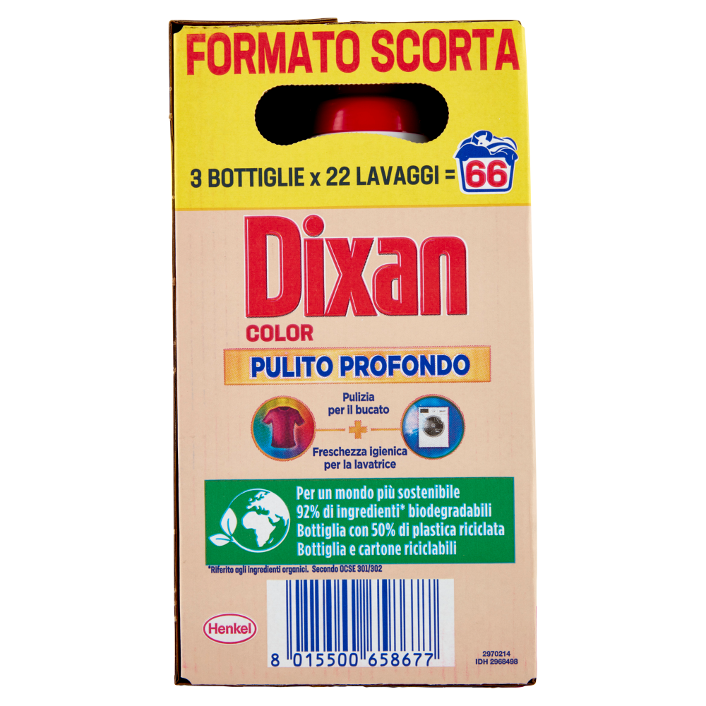DIXAN Liquido COLOR 3x22=66 Lavaggi 3 x 990 ml