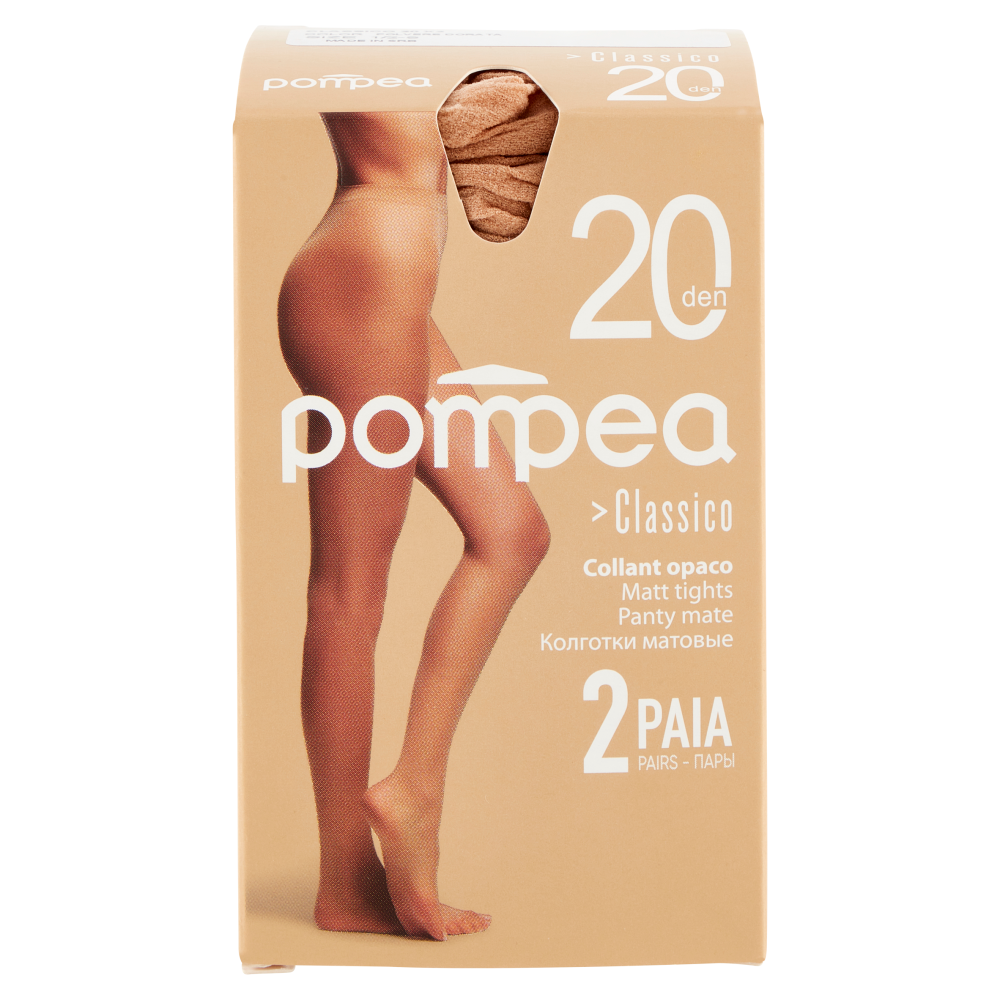 pompea Classico Collant opaco 20 den 1/2-S Polvere Dorata 2 Paia