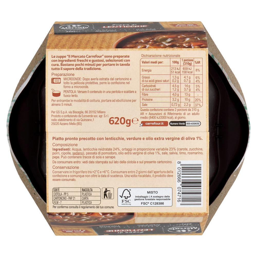 Carrefour il Mercato Zuppa di Lenticchie 620 g