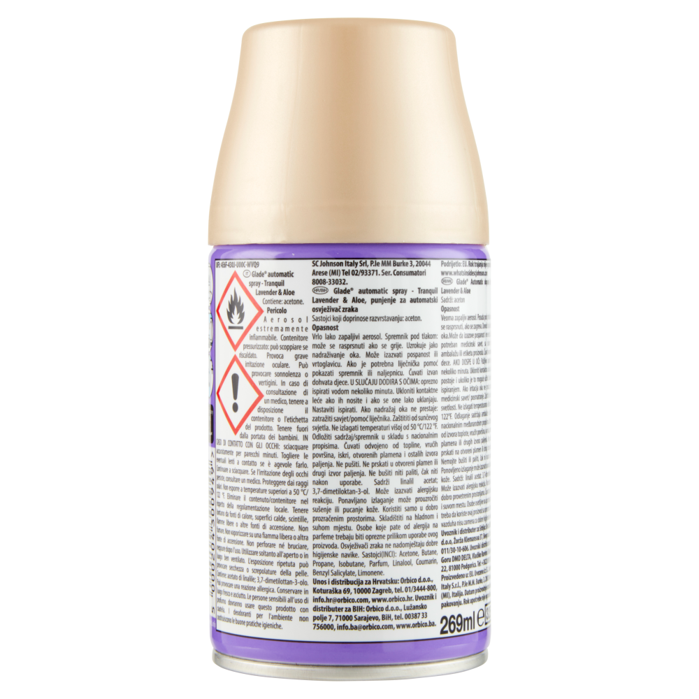 Glade Automatic Spray Ricarica, Profumatore per Ambienti, Fragranza  Tranquil Lavender & Aloe 269ml