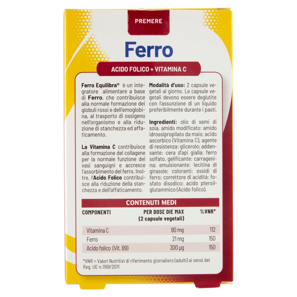 Equilibra Ferro Acido Folico + Vitamina C 60 Capsule vegetali 26 g