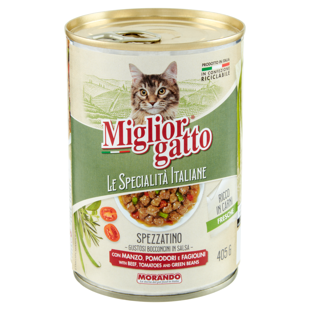 Migliorgatto Le Specialità Italiane Spezzatino con Manzo, Pomodori e Fagiolini 405 G