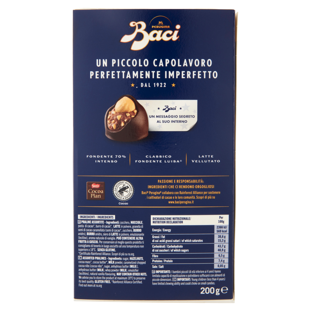 BACI PERUGINA Assortito Cioccolatini ripieni al Gianduia Scatola 200 g