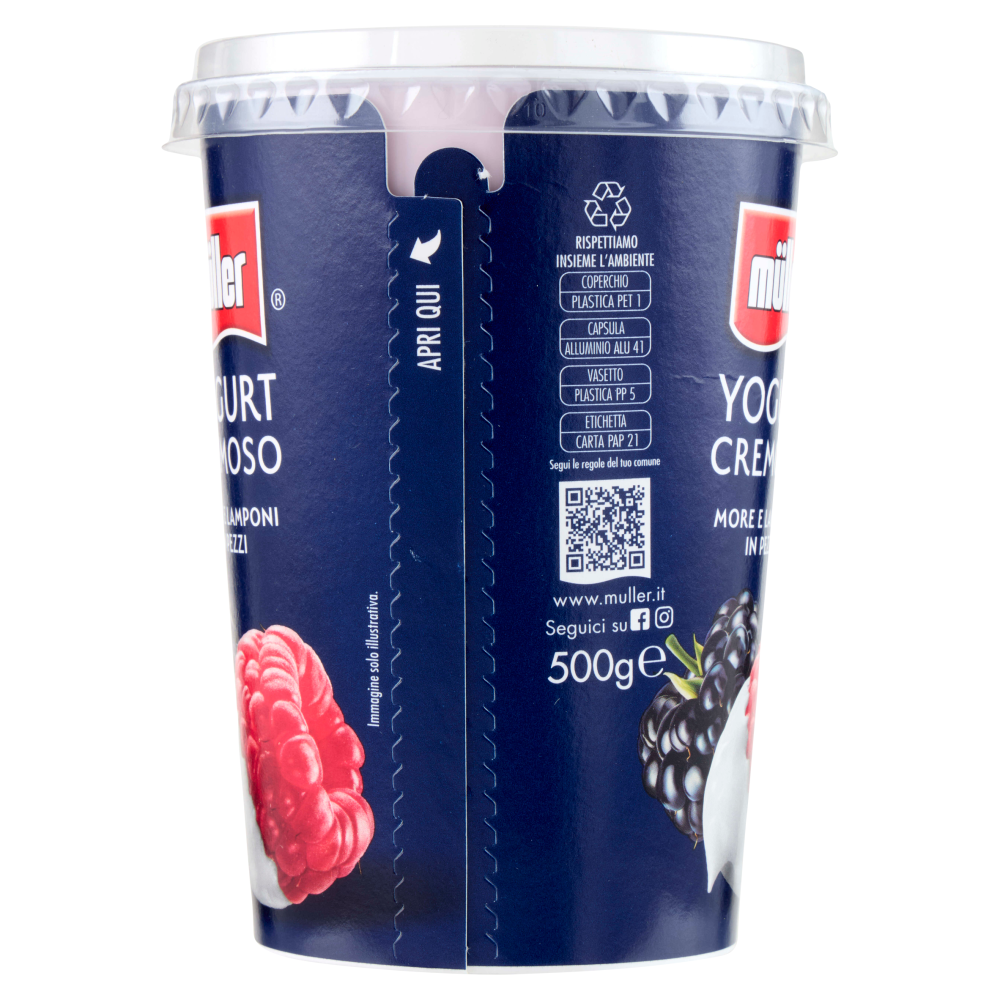 müller Yogurt Cremoso More e Lamponi in Pezzi 500 g