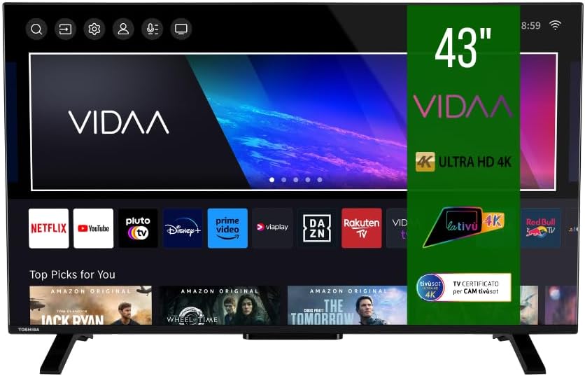 Toshiba 43QV2363DA TV 109,2 cm (43") 4K Ultra HD Smart TV Nero
