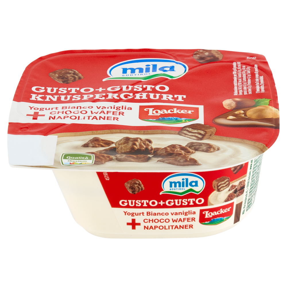 mila Gusto+Gusto Yogurt Bianco vaniglia + Choco Wafer Napolitaner 150 g