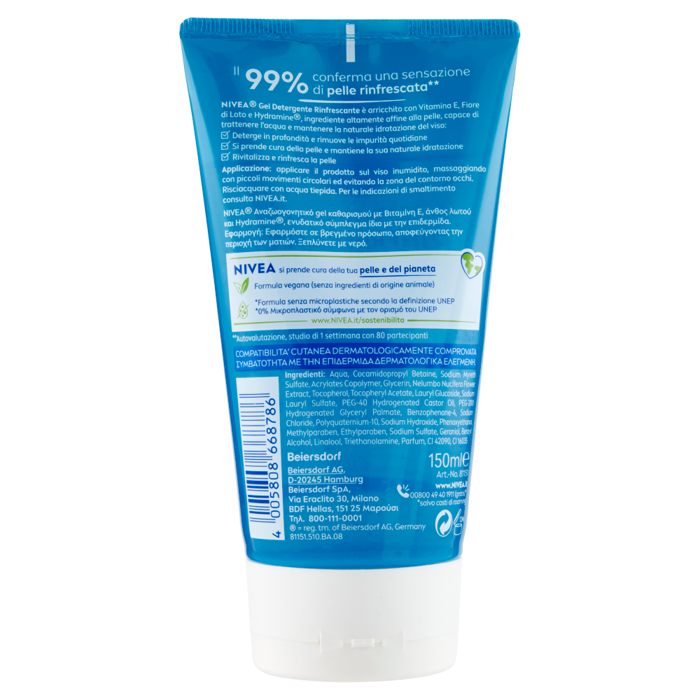 Nivea Gel Detergente Rinfrescante Pelli da Normali a Miste 150 ml