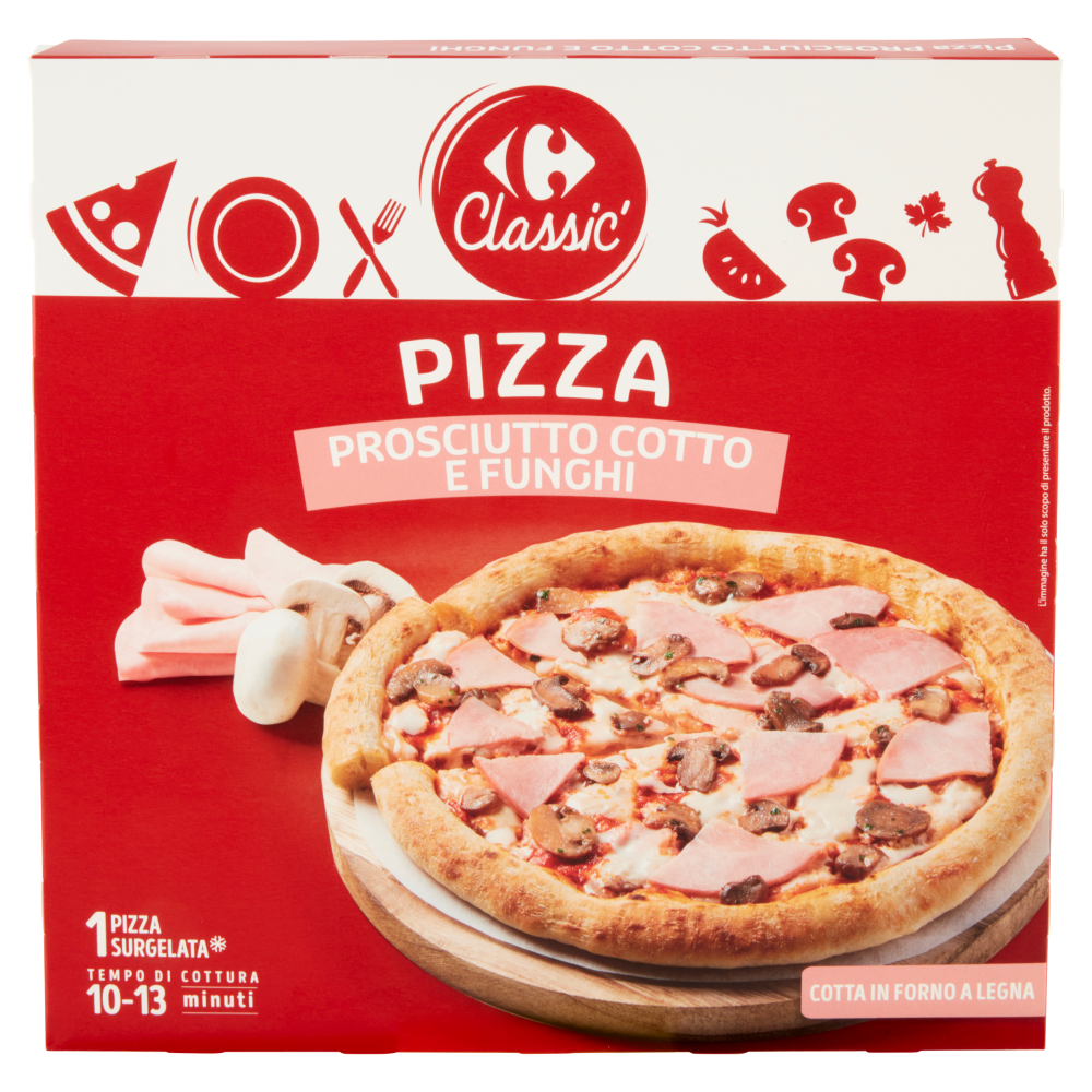 Carrefour Classic Pizza Prosciutto Cotto e Funghi Surgelata 395 g