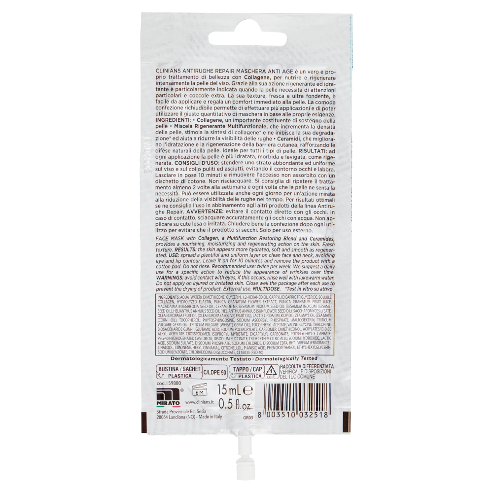 Clinians Antirughe Repair Maschera Anti Età Collagene ed Estratto di Melograno 15 mL