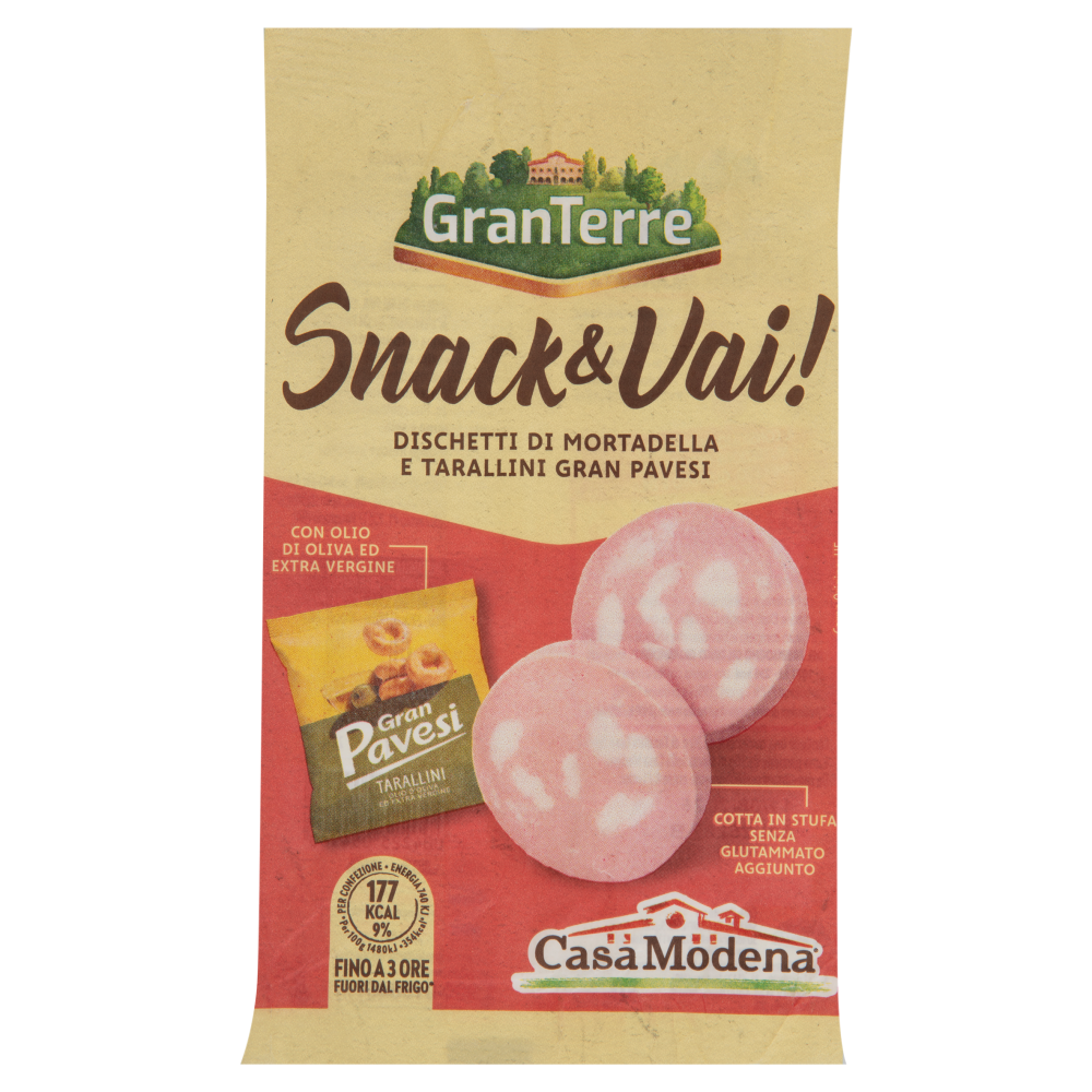 Casa Modena Snack & Vai! Dischetti di al Prosciutto Cotto e Tarallini Gran Pavesi 50 g