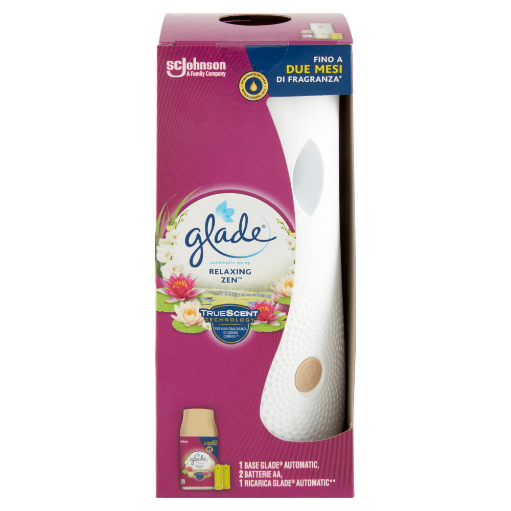 Glade Automatic Spray Base con Ricarica, Profumatore per ambienti, Fragranza Relaxing Zen 269ml