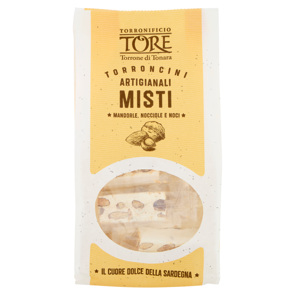 Torronificio Tore Torroncini Artigianali Misti Mandorle, Nocciole e Noci 150 g