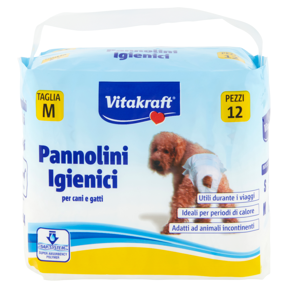 Vitakraft Pannolini Igienici per cani e gatti Taglia M 12 pz
