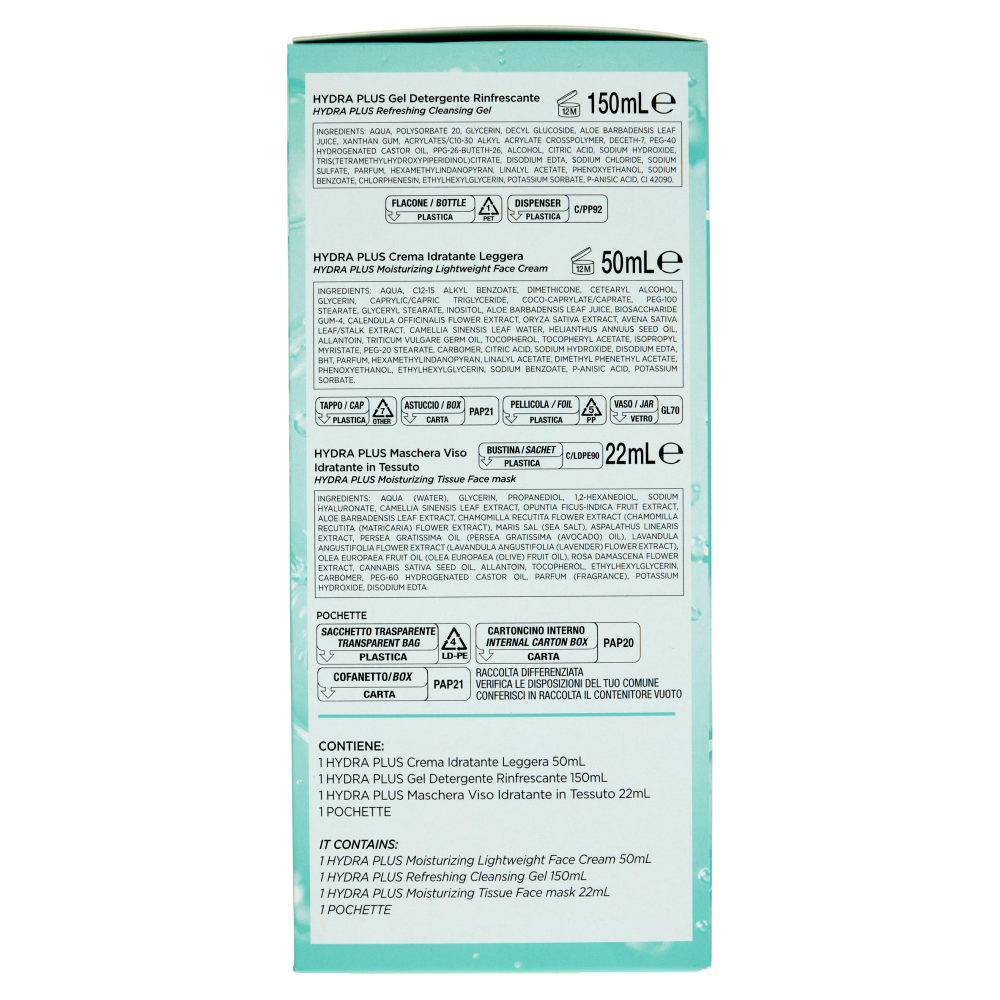 Clinians Hydra Plus Idratante Gel Detergente 150 mL + Crema Idratante 50 mL + Maschera Viso 22 mL