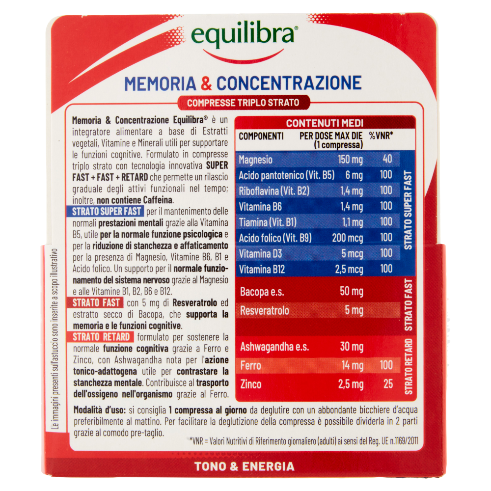 equilibra Memoria & Concentrazione Compresse Triplo Strato 30 x 1,15 g