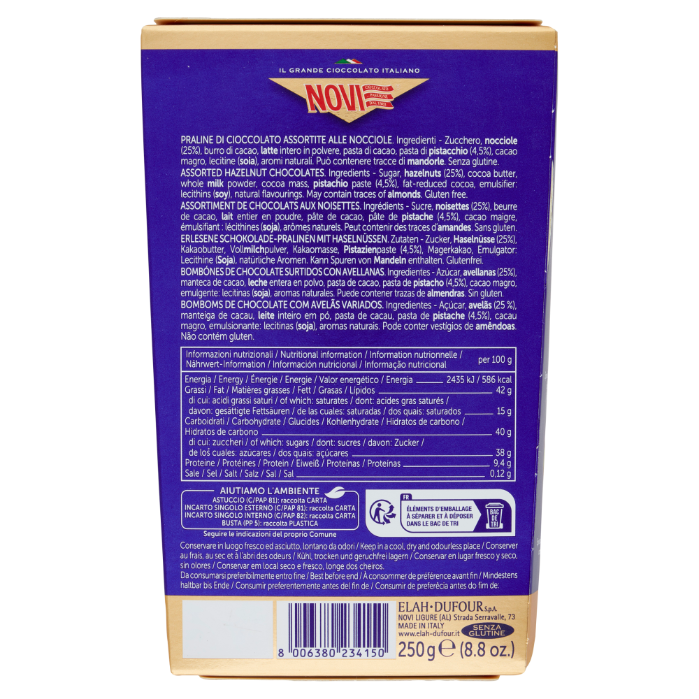 Novi Cuadro Assortito Classico - Noir - Pistacchio 250 g