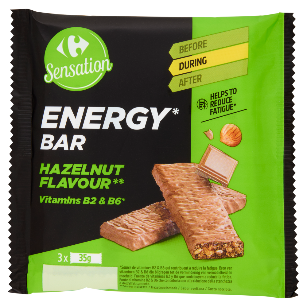 Carrefour Sensation Energy* Bar Gusto Nocciola 3 x 35 g