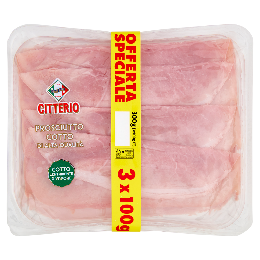 Citterio Prosciutto Cotto di Alta Qualit&agrave; 3 x 100 g