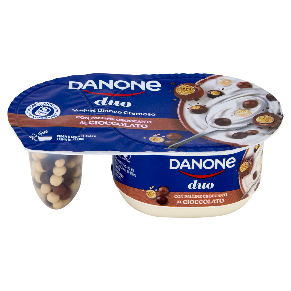 DANONE Duo, Yogurt Bianco Cremoso con Croccanti Palline al Cioccolato, 98g