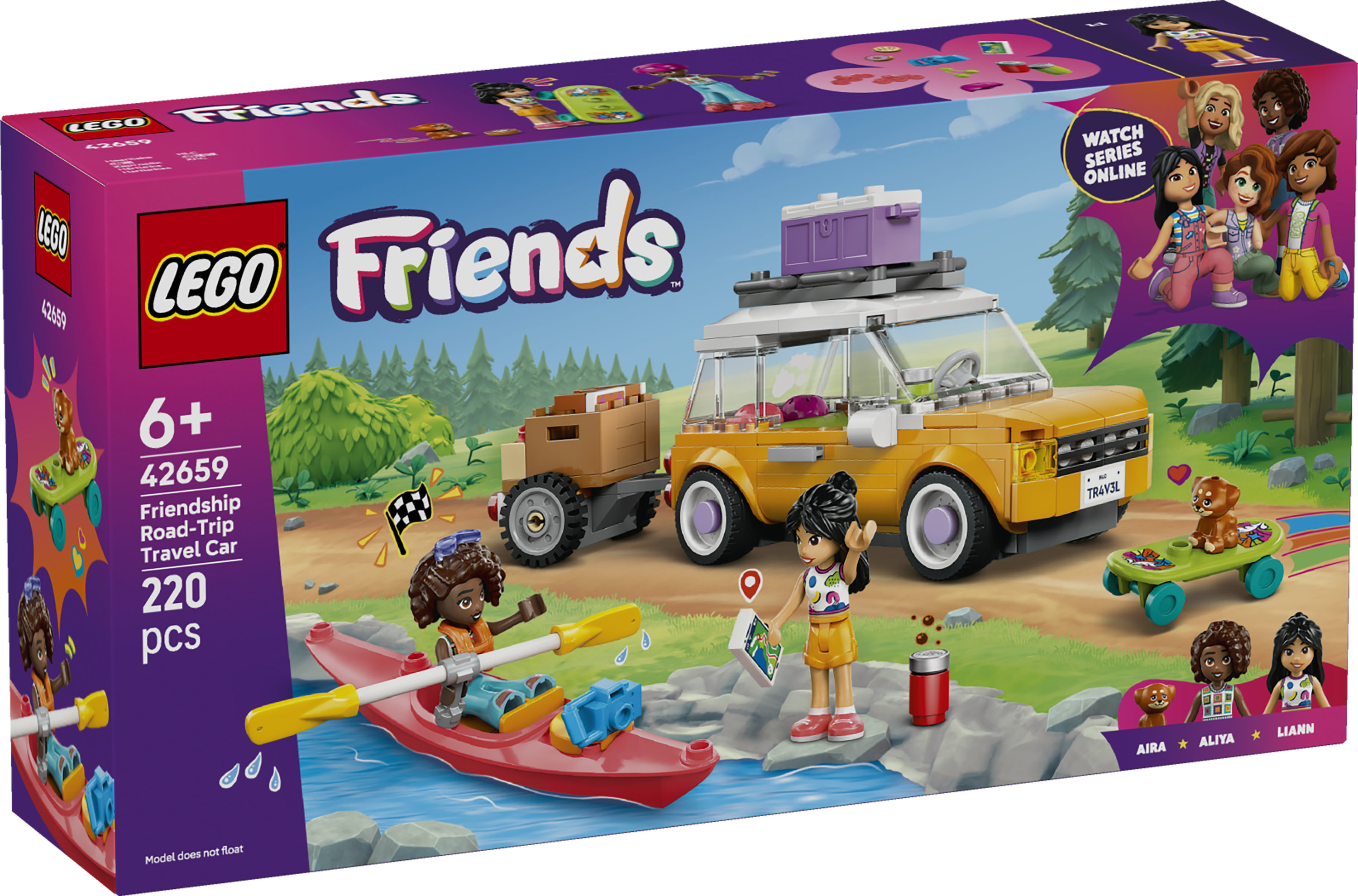 LEGO Friends 42659 Viaggio in Auto con il Cucciolo - Macchina Giocattolo con 2 Mini Bamboline, Cane e Accessori, Idea Regalo 6+