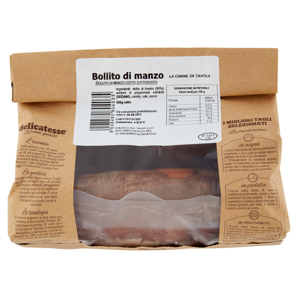 delicatesse La Carne in tavola Bollito di Manzo 500 g