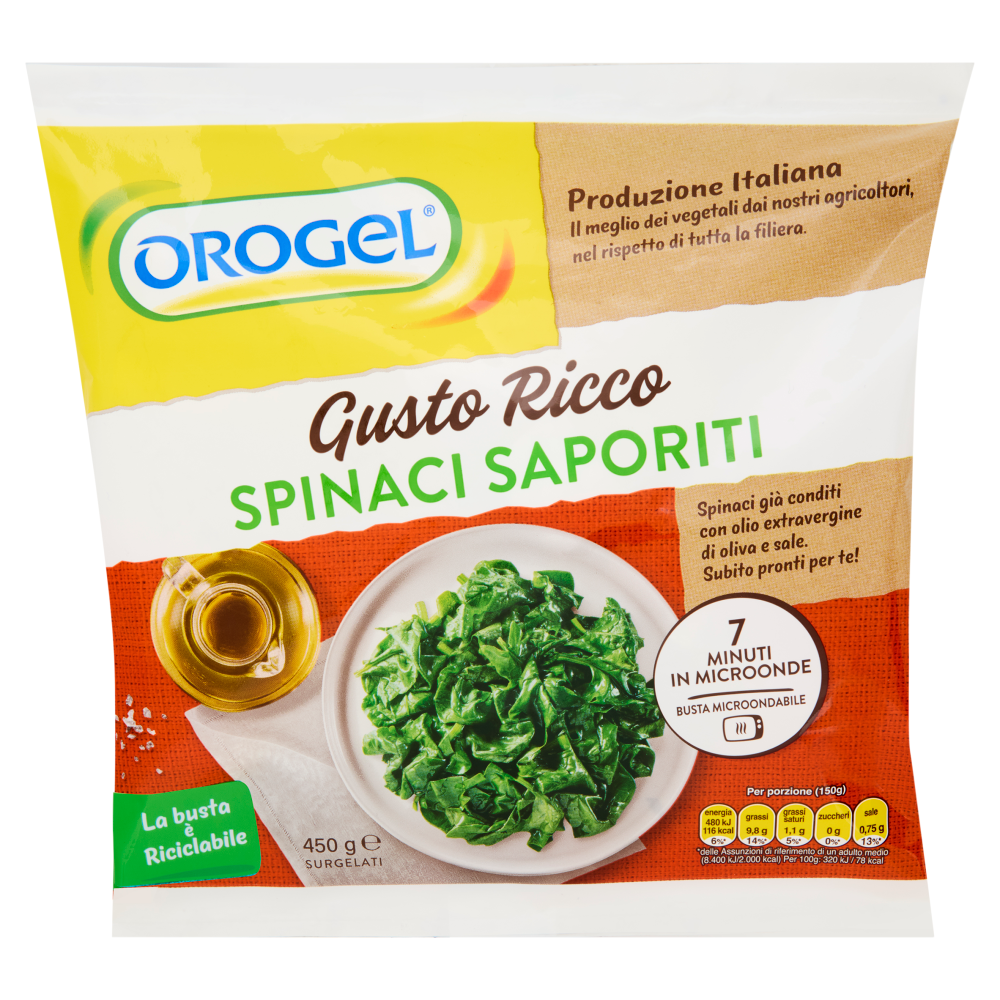 Orogel Gusto Ricco Spinaci Saporiti Surgelati 450 g