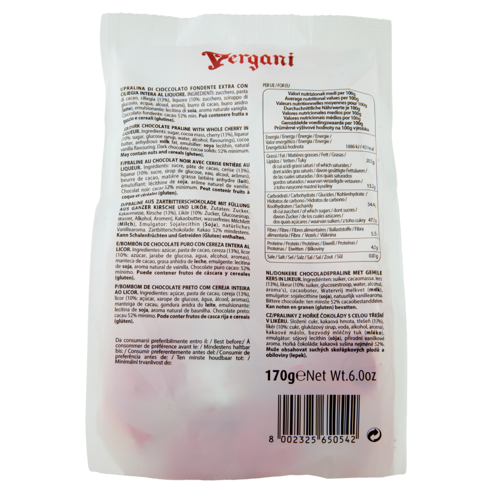 Vergani Boero di cioccolato fondente extra con ciliegia intera al liquore 170 g