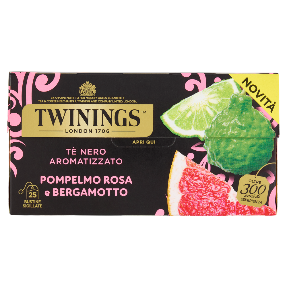 Twinings Pompelmo Rosa e Bergamotto Tè Nero aromatizzato 25 filtri The 50 g