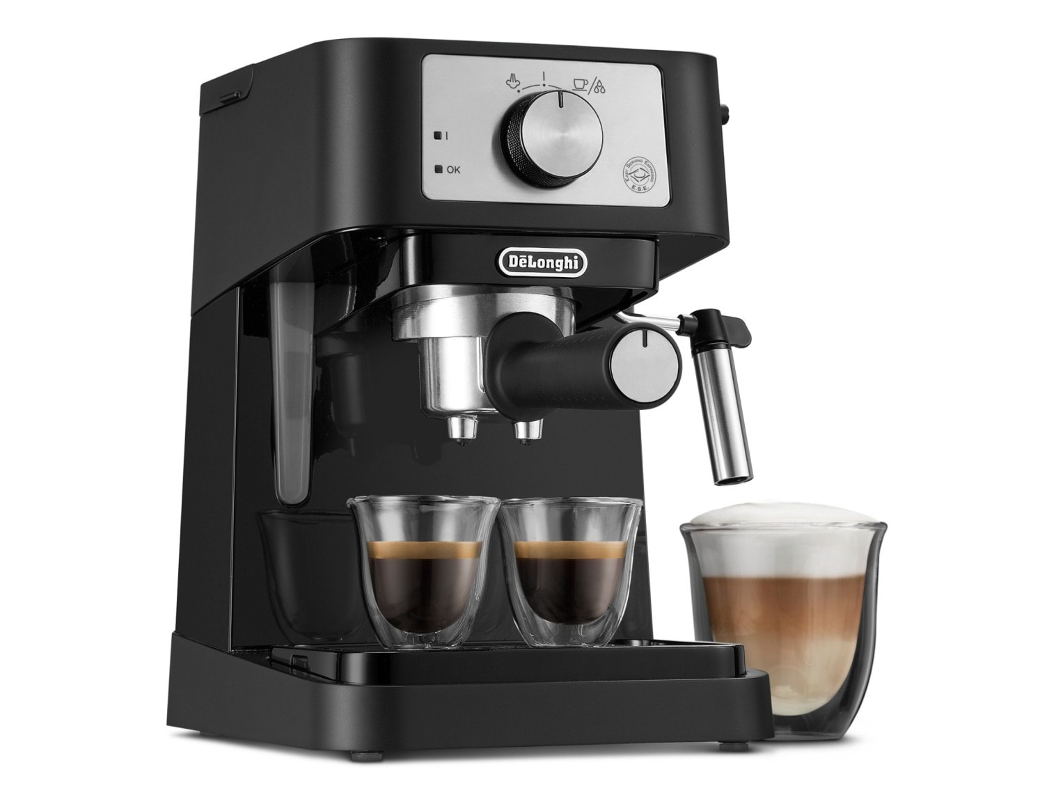 De&rsquo;Longhi STILOSA EC260.BK Macchina da Caff&egrave; Manuale Espresso e Cappuccino, Compatibile con Polvere o Cialde E.S.E., Spegnimento Automatico, Serbatoio Estraibile da 1L, Potenza 1100W, Nero