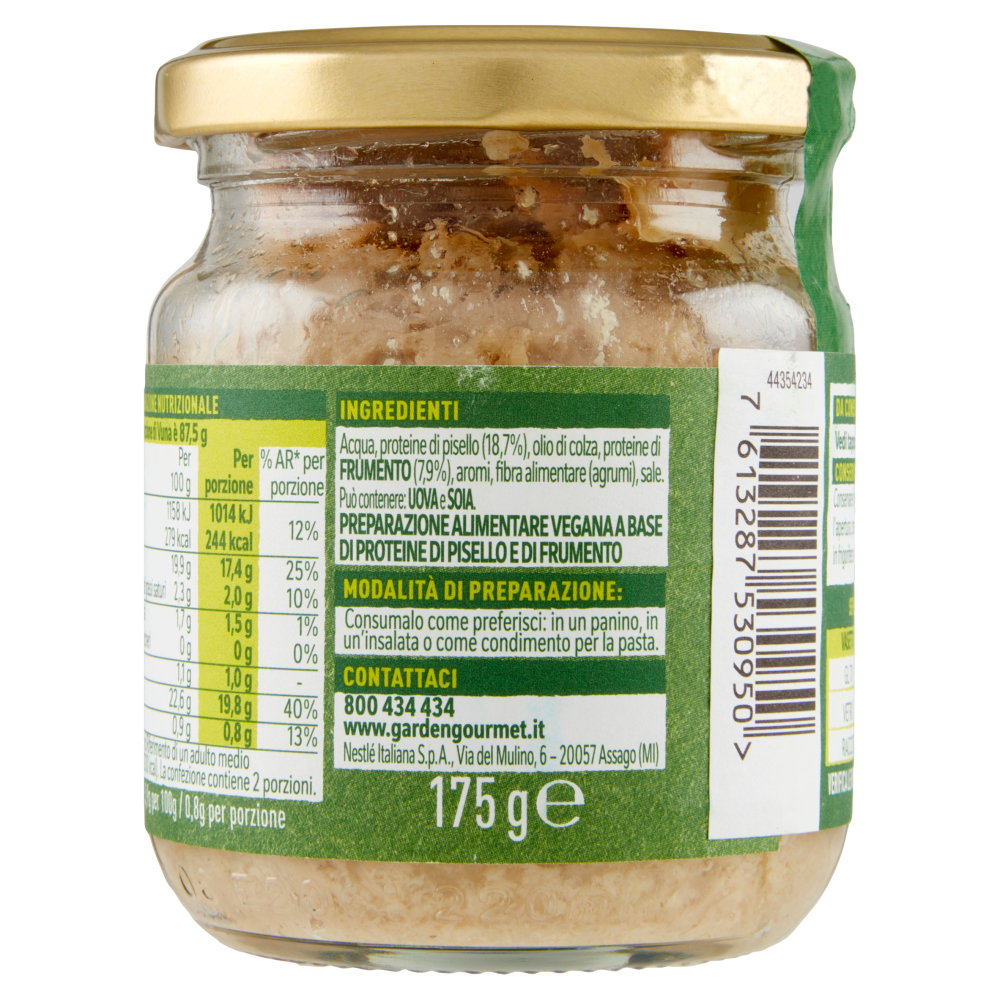 GARDEN GOURMET Vuna preparato Vegano a base di proteine di Pisello barattolo 175g