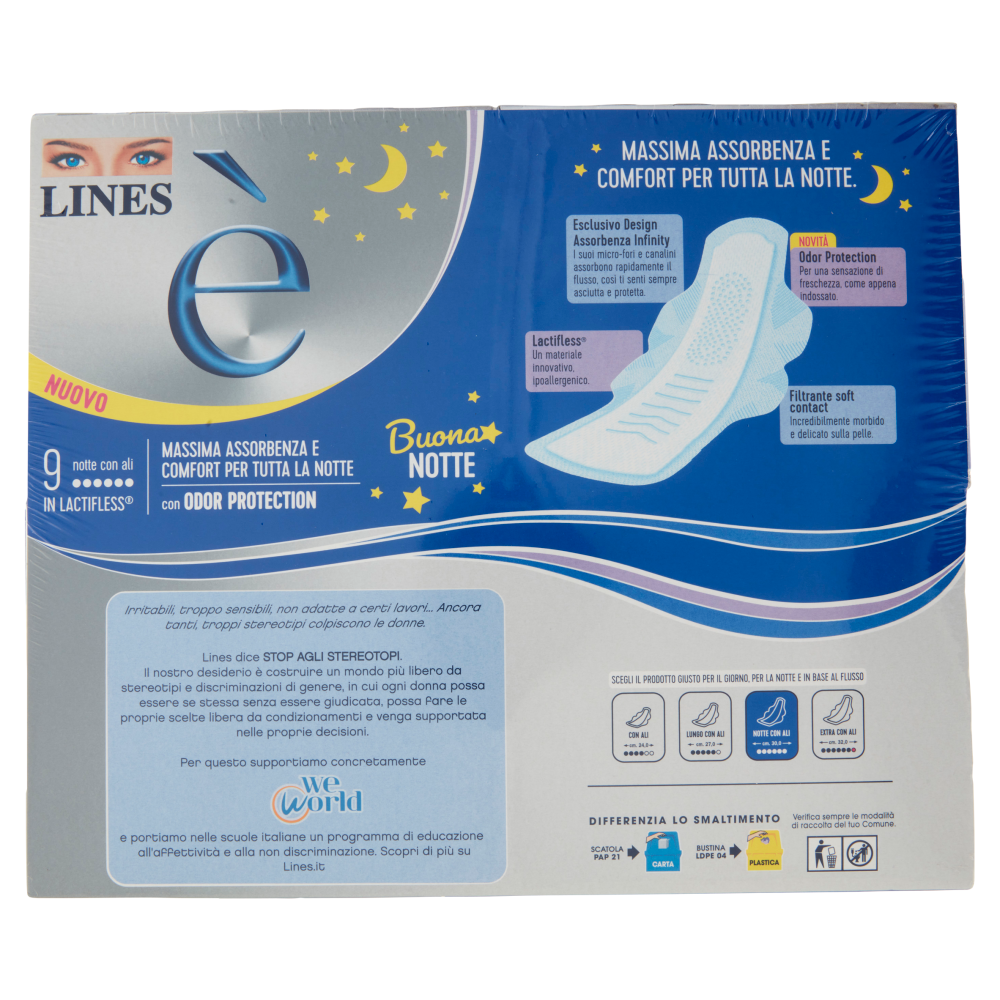 Lines è Assorbenti notte con ali 4 x 9 pz