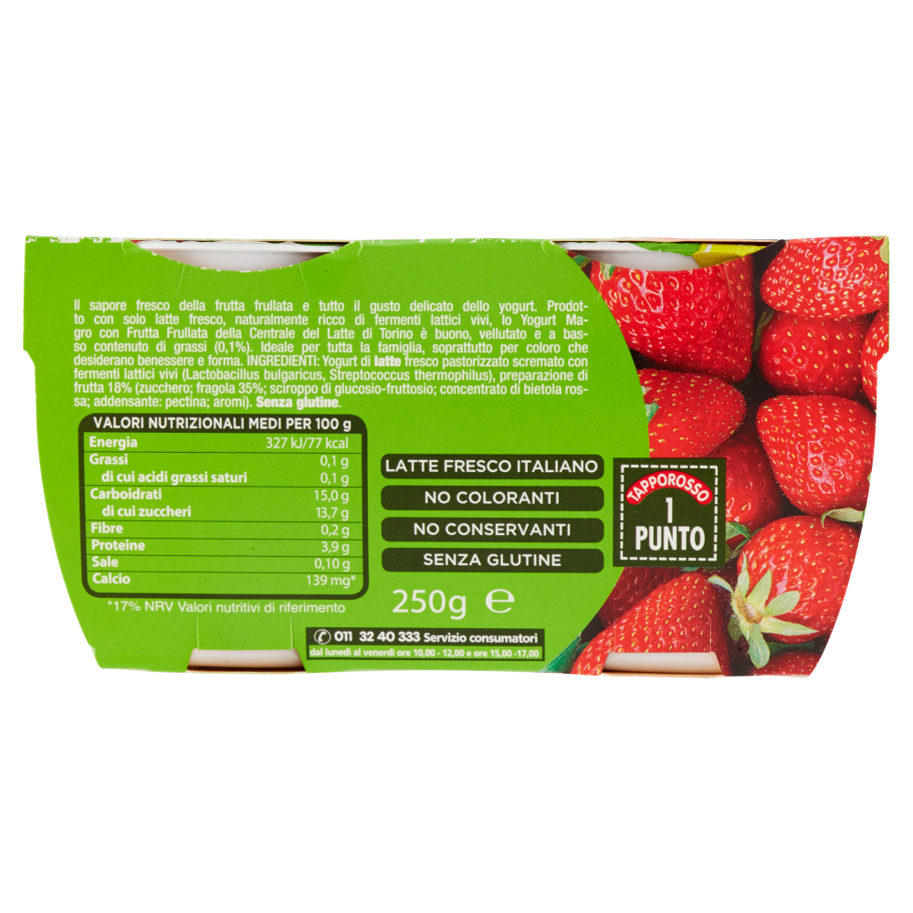Centrale del Latte di Torino Tapporosso Yogurt Magro Fragola 2 x 125 g