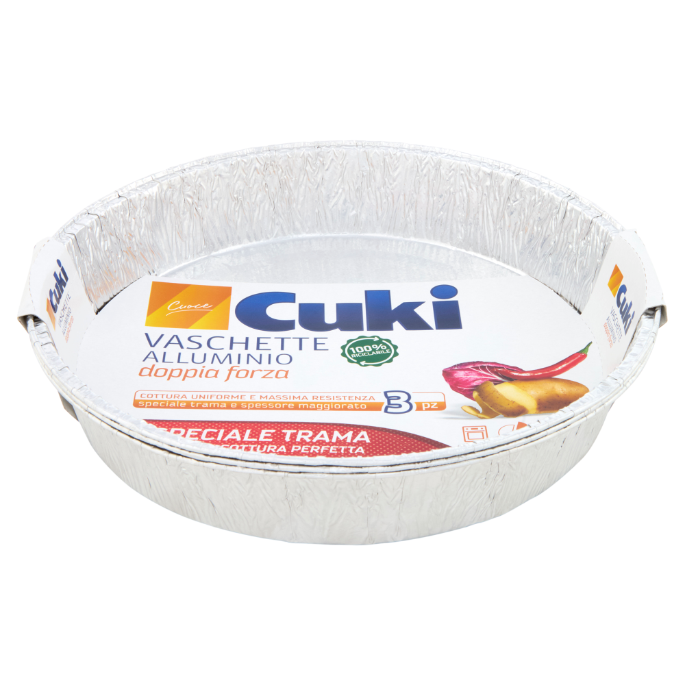 Cuki Cuoce Vaschette Alluminio doppia forza 8 Porzioni 3 pz