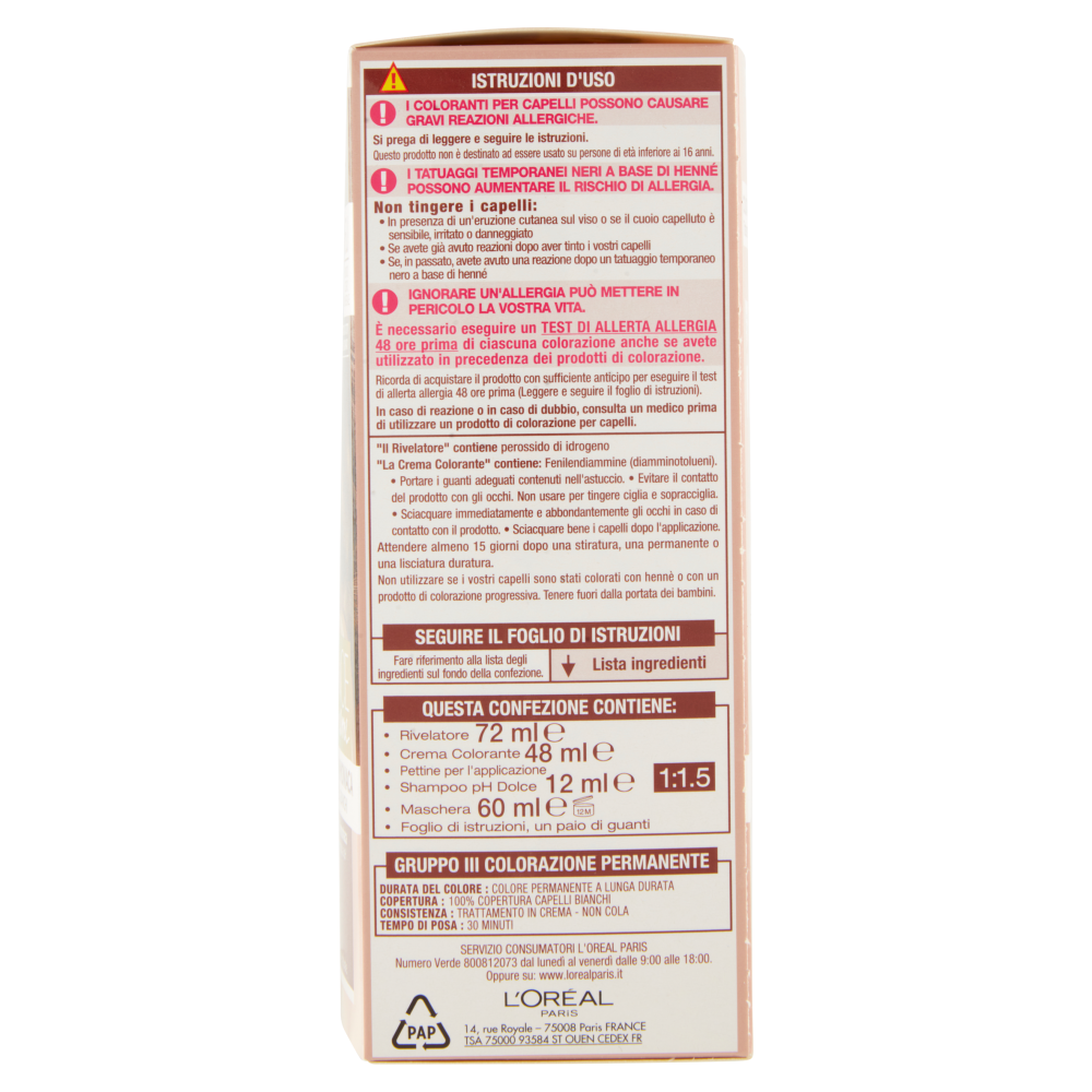 L'Oreal Paris Colorazione permanente senza ammoniaca, Riflesso Universale, Biondo Scuro 6U