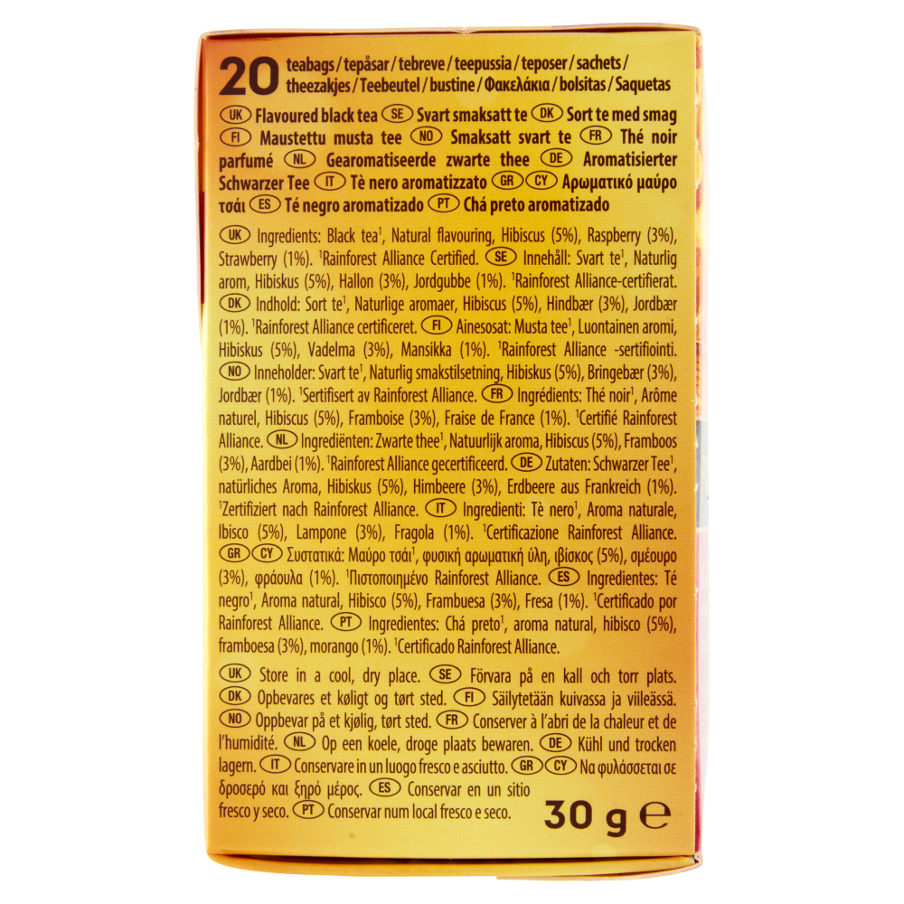 Lipton Frutti Rossi T&egrave; Nero con Fragole 20 Pyramid Teabags 30 g