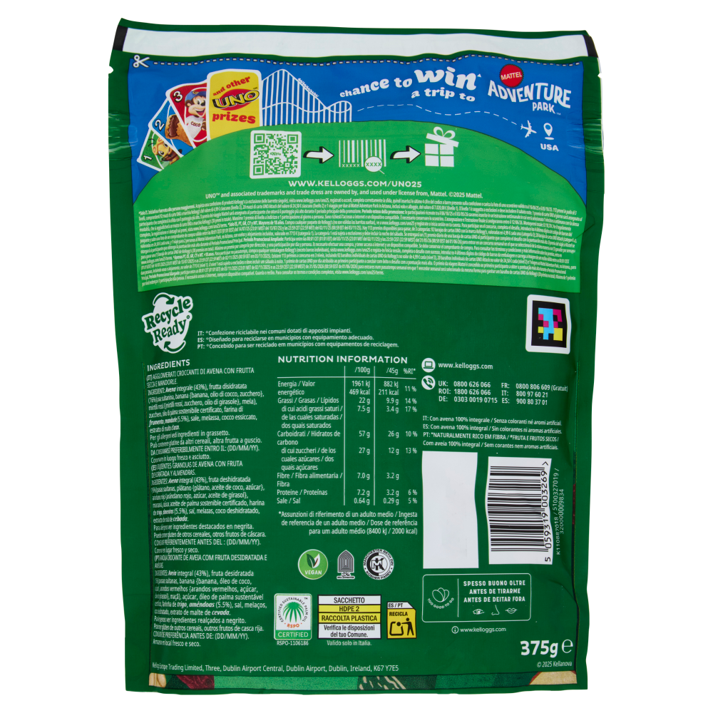 Kellogg's extra granola frutta e frutta secca 375 g