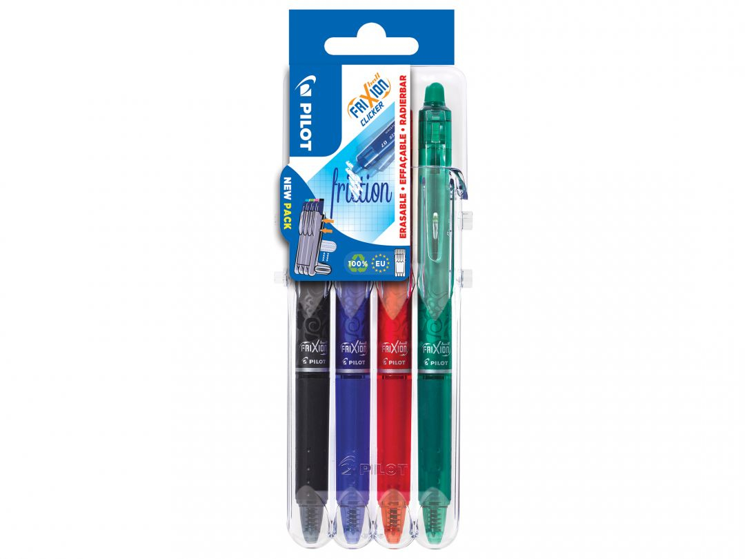 Pilot FriXion Ball Clicker 0.7 Nero, Blu, Verde, Rosso 4 pz