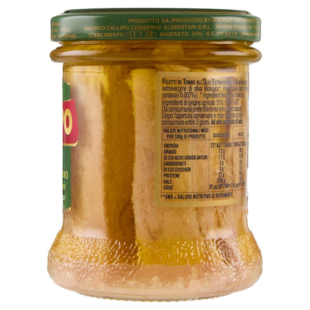 Callipo Filetti di Tonno all'olio extravergine di oliva biologico 176 g