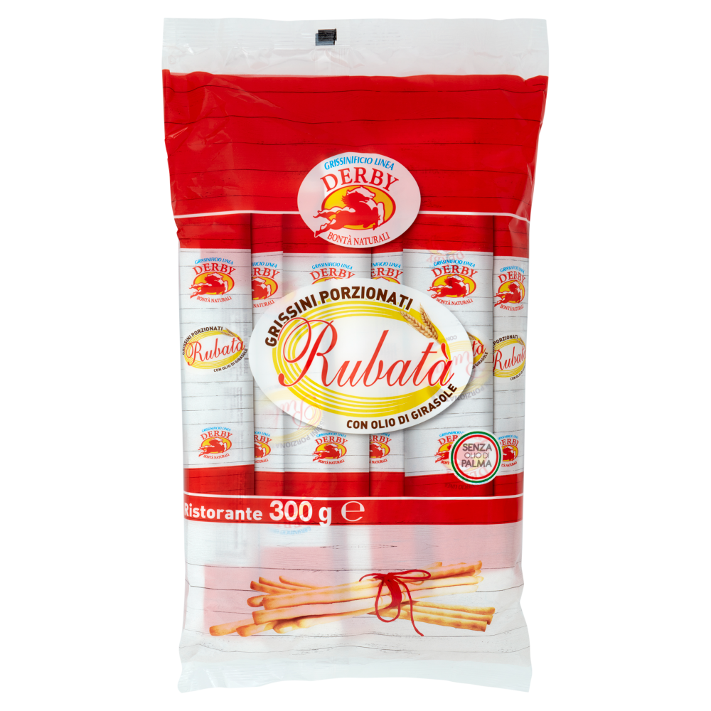 Grissinificio Linea Derby Rubatà Grissini Porzionati con Olio di Girasole Ristorante 300 g