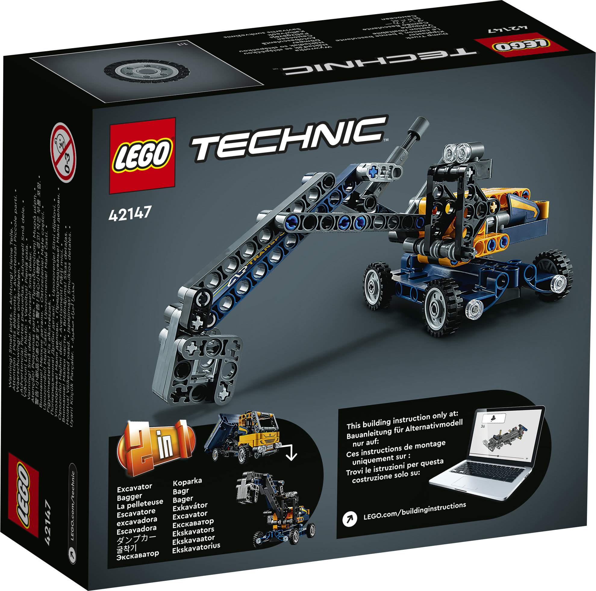 LEGO Technic 42147 Camion Ribaltabile, Set 2 in 1 con Camioncino ed Escavatore Giocattolo, Giochi per Bambini 7+, Idee Regalo