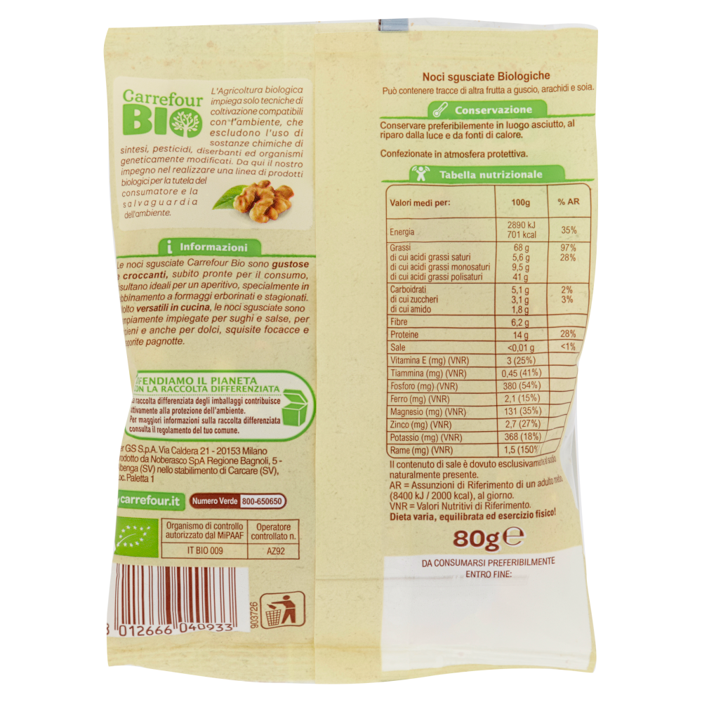 Carrefour Bio Noci sgusciate 80 g