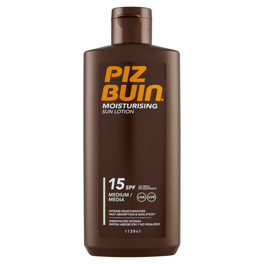 Piz Buin Lozione Solare Idratante, 15 SPF, Protezione Media, 200ml
