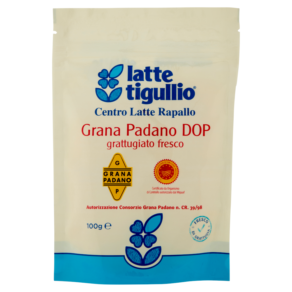 latte tigullio Grana Padano DOP grattugiato fresco 100 g