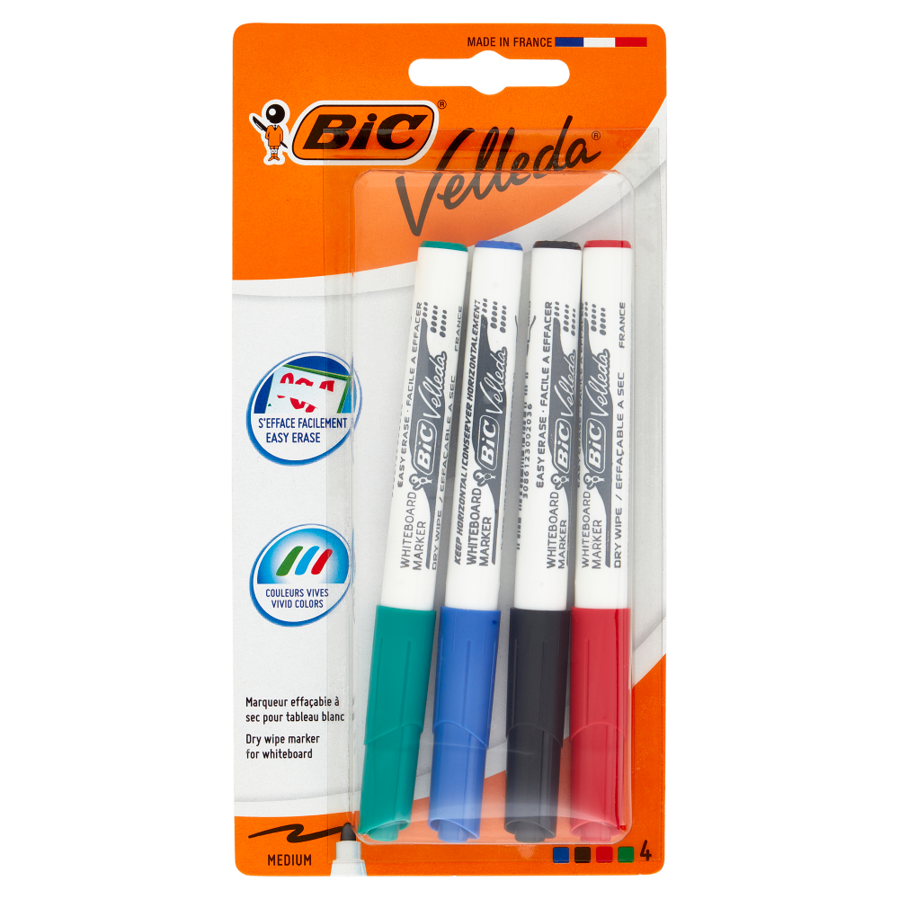 Bic Velleda Marcatore per lavagna bianca 4 pz