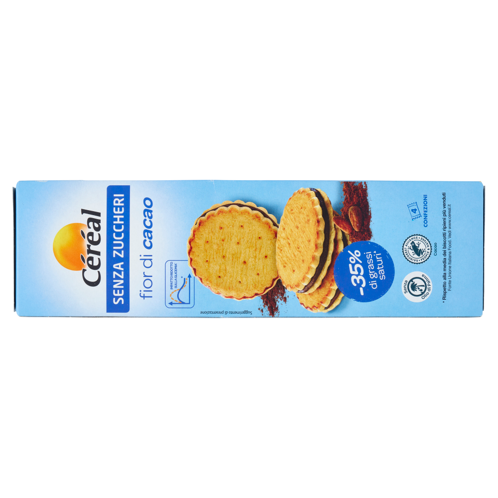 Céréal Senza Zuccheri Biscotti Fior di Cacao, senza olio di palma, -35% di grassi saturi - 185 g